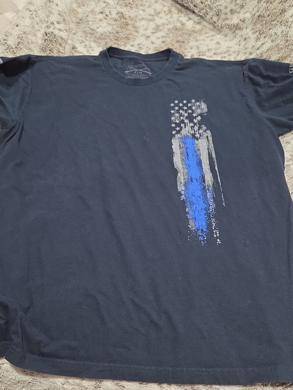 Grunt Style Navy Short Sleeve Tee with Blue and Gray Flag Graphic